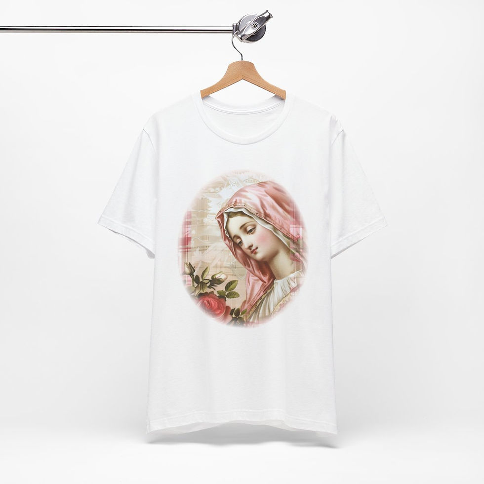 Thumbnail: Shabby Virgin Mary T-Shirt Ave Maria Religious Faith Art Tee Catholic Gifts