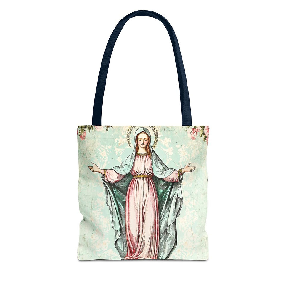 Thumbnail: Shabby Religious Artistic Tote Bag Vintage Virgin Mary Peaceful Catholic Gift