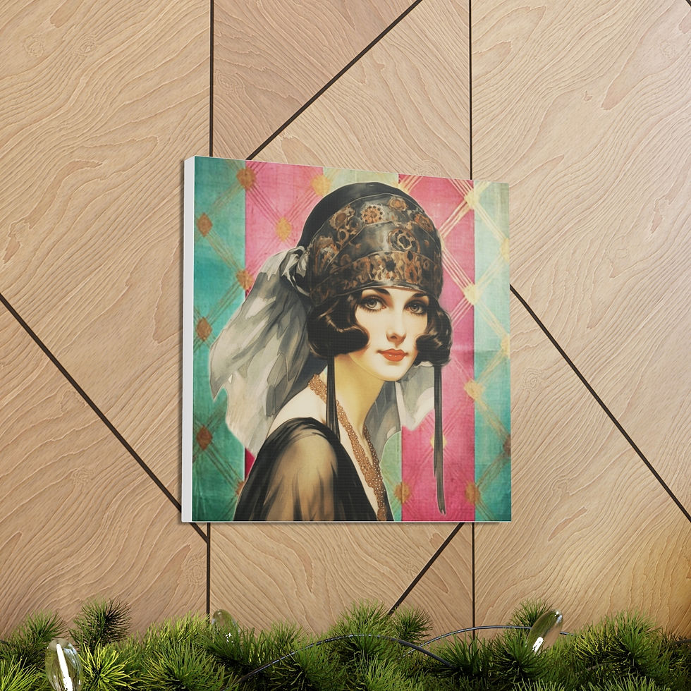 Thumbnail: Vintage Art Deco Women Canvas Art French Flapper Glam Boho Statement Decor 