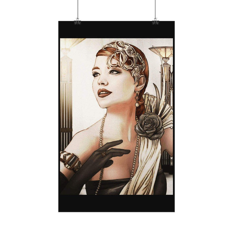 Thumbnail: Glam Chic Art Deco Glamourous Woman Roaring 20s Flapper Artistic Giclee Print
