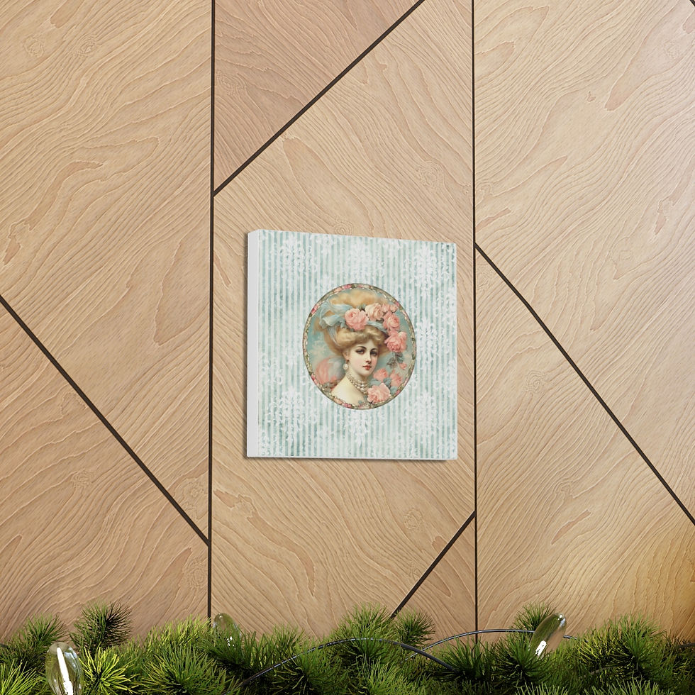 Thumbnail: Shabby Victorian Woman Pink roses Wall Art Decor Canvas Print Artistic Gifts