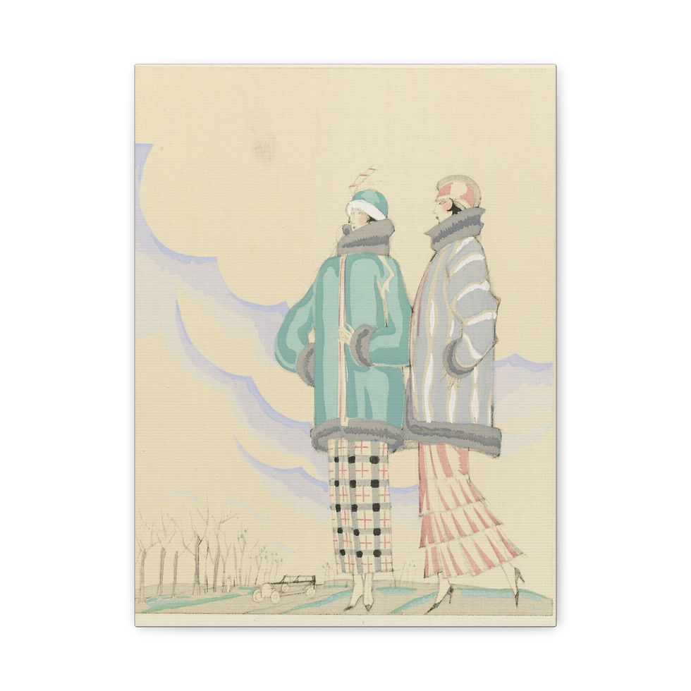 Thumbnail: Art Deco Fashion Women Matte Stretched Canvas Print — Vintage Charles Martin 