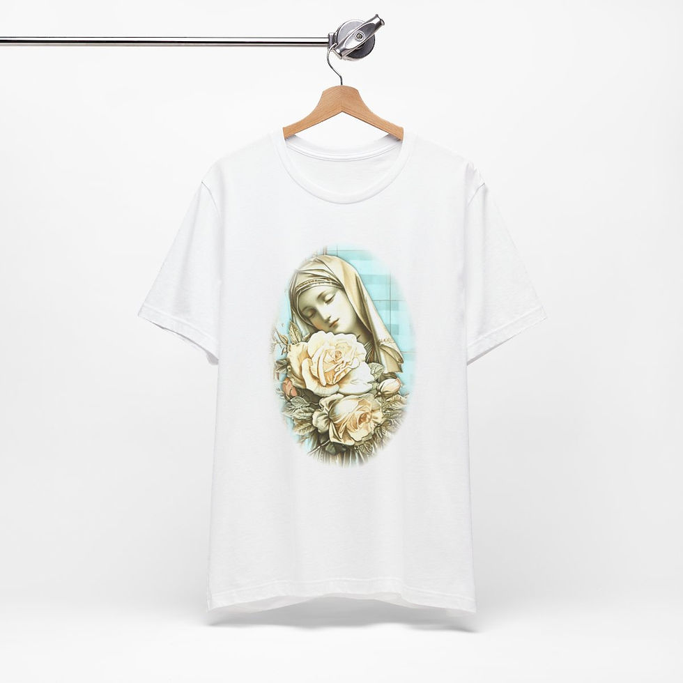 Thumbnail: Shabby Virgin Mary T-Shirt Ave Maria Religious Faith Art Tee Catholic Gifts