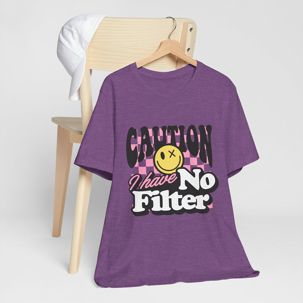 Thumbnail: Sarcastic T-Shirt Caution I Have No Filter Retro Art Apparel Trendy Gifts
