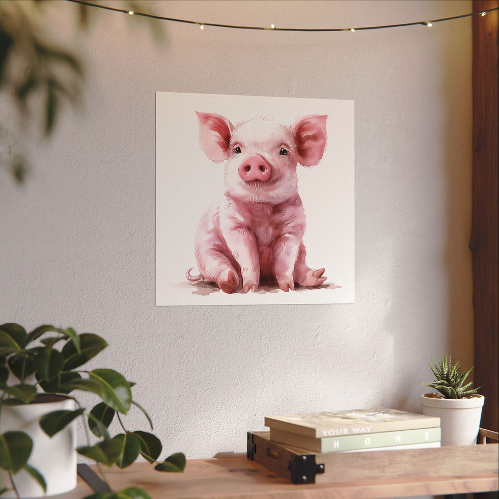 Thumbnail: Watercolor Pink Pig Art Print Farmhouse Pig Lover Giclee Piglet Wall Decor