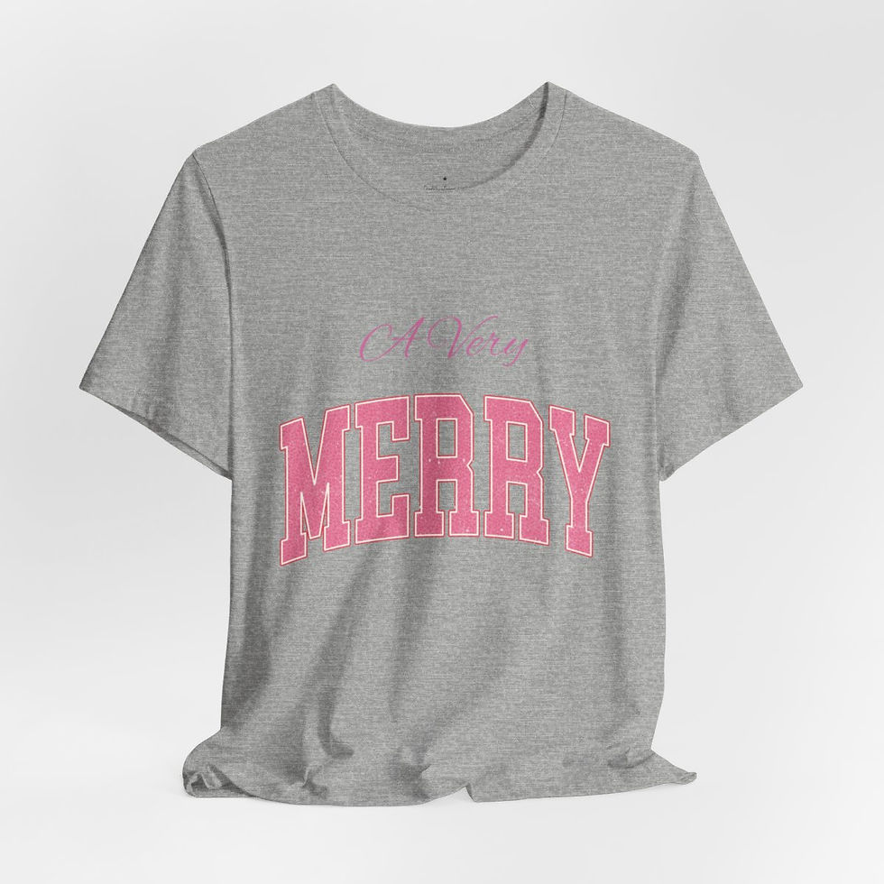Thumbnail: Retro T-Shirt Christmas Art Tee A Very Merry Pink Holiday Shirt