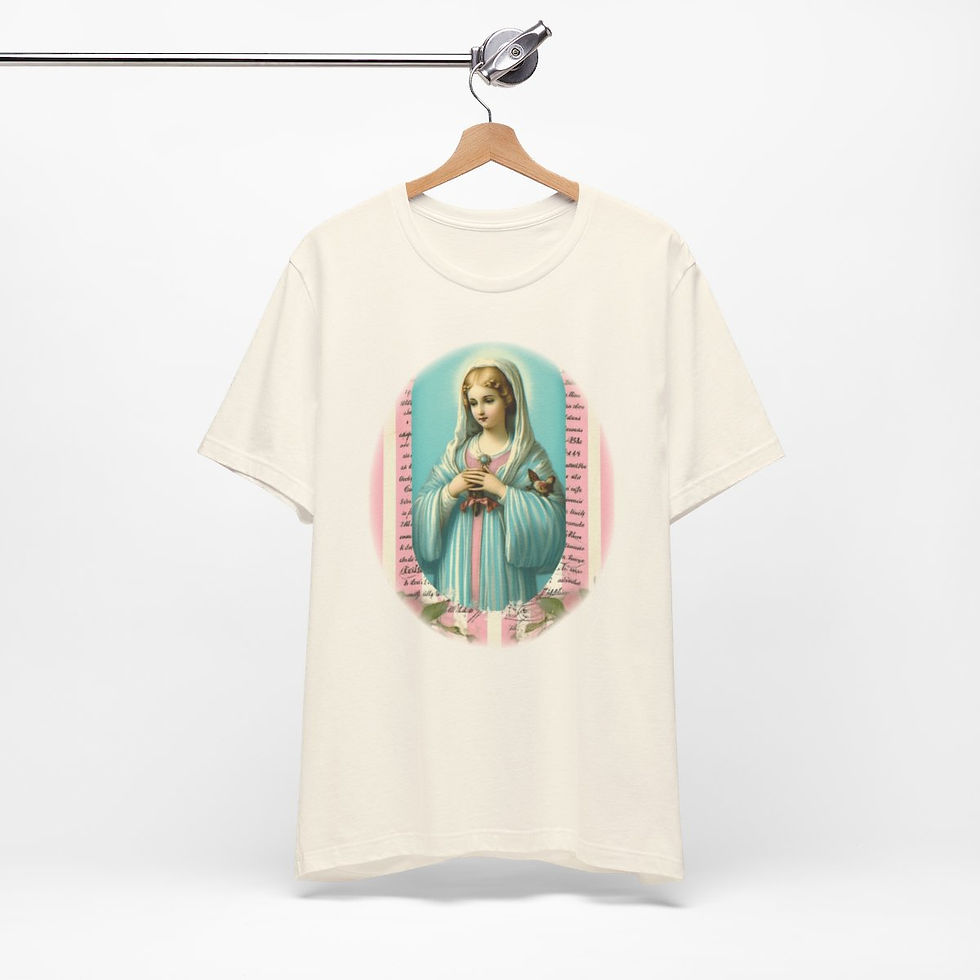 Thumbnail: Virgin Mary T-Shirt Shabby French Madonna Ave Maria Art Tee Catholic Faith Gifts