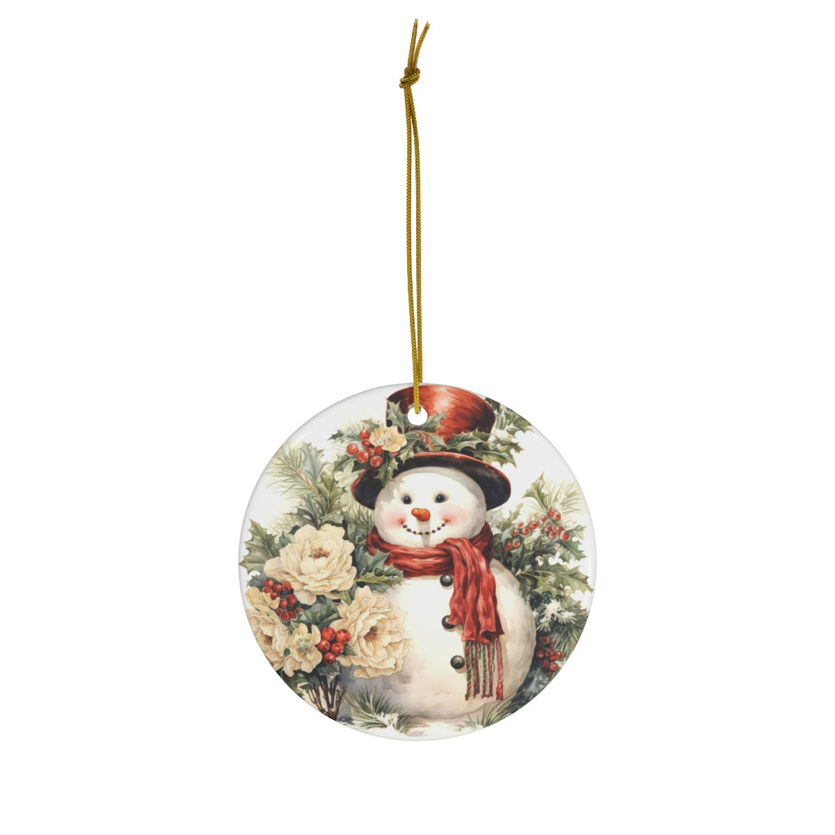 Shabby Snowman Christmas Ornament Red and White Cottage Decor & Holiday Gifts
