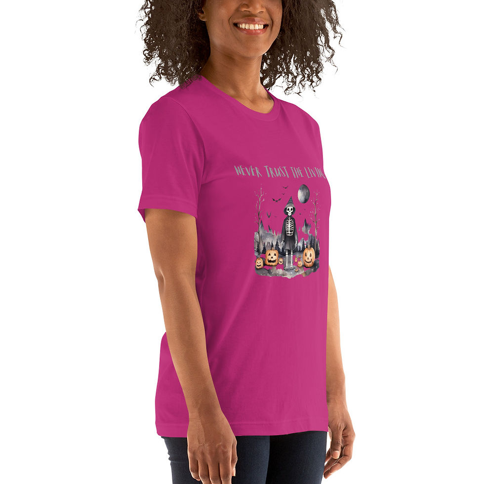 Thumbnail: Artistic T-shirt Never Trust the Living Halloween theme Unisex Tee
