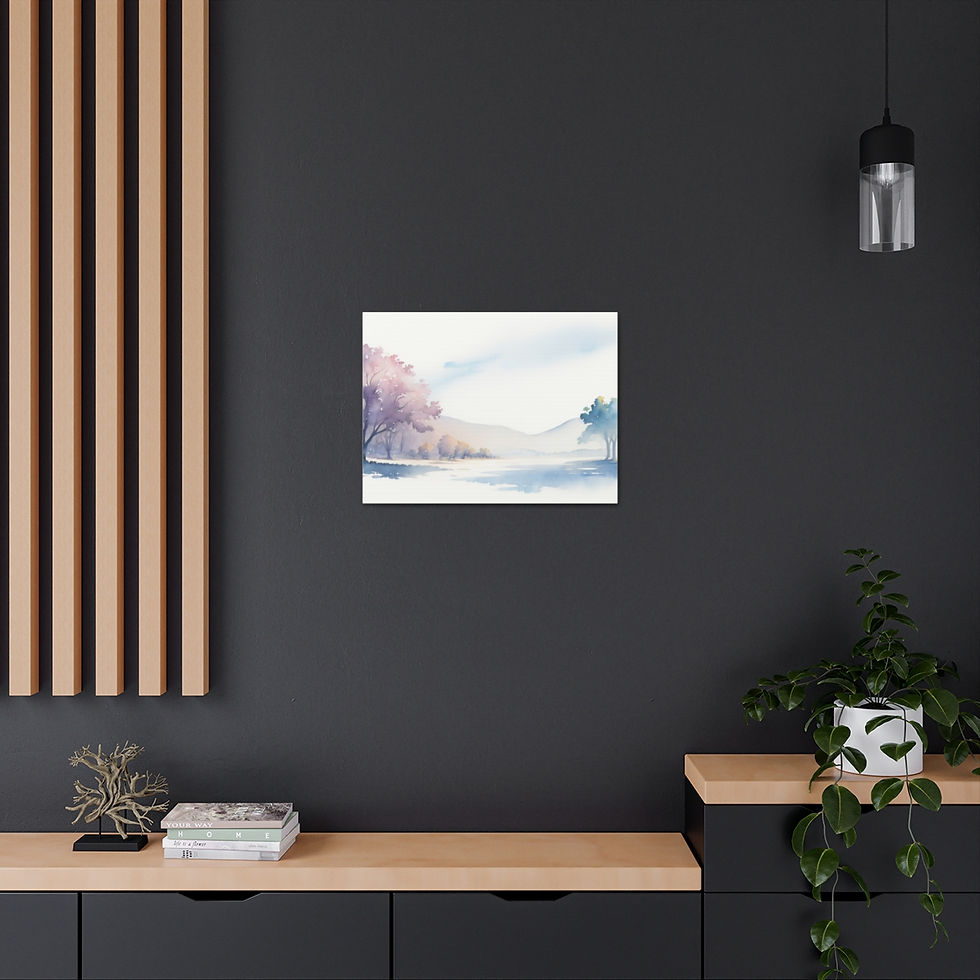 Thumbnail: Pastel Misty Mountain Canvas Art Landscape Wall Hanging Minimalistic Decor