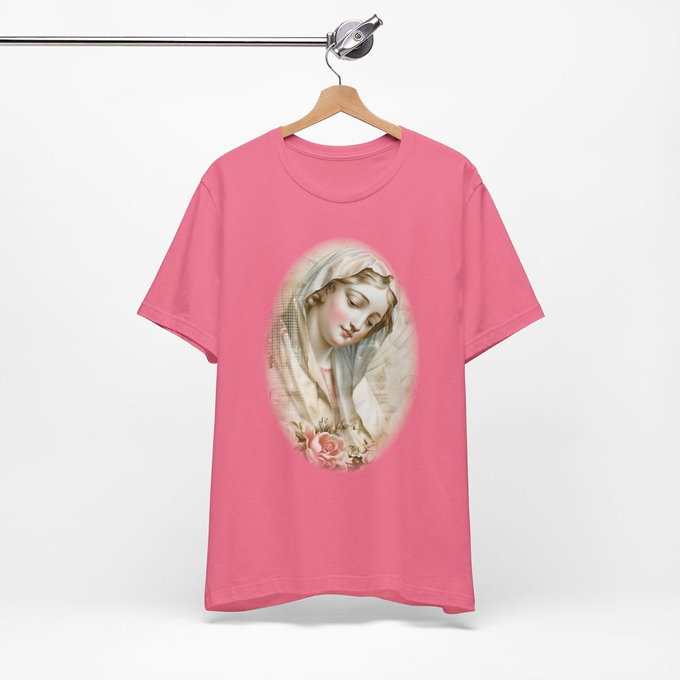 Thumbnail: Shabby Virgin Mary T-Shirt Ave Maria Religious Faith Art Tee Catholic Gifts