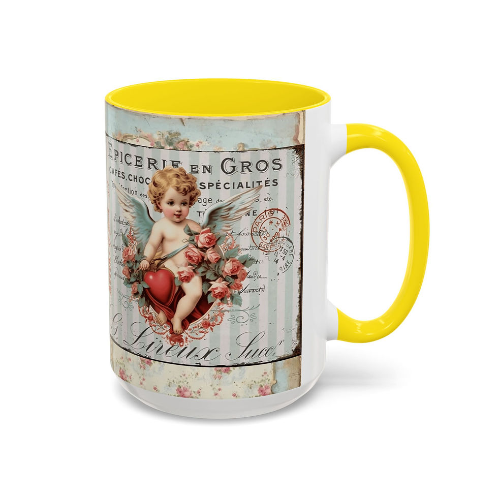 Thumbnail: Shabby Angel Coffee Mug Vintage Cherub Artistic Gift French Country Kitchen 