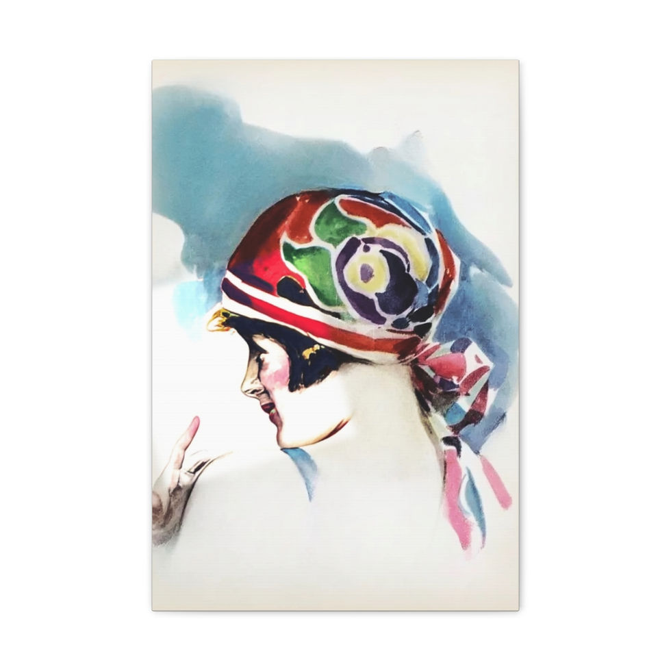Thumbnail: Vintage Deco Woman Canvas Art Harrison Fisher Lady in Turban Retro Glam Decor 