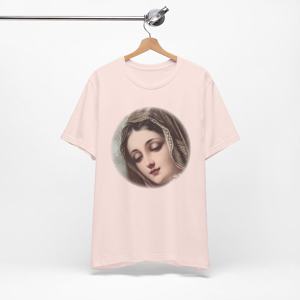 Thumbnail: Virgin Mary T-Shirt Shabby French Ave Maria Faith Art Tee Catholic Gifts