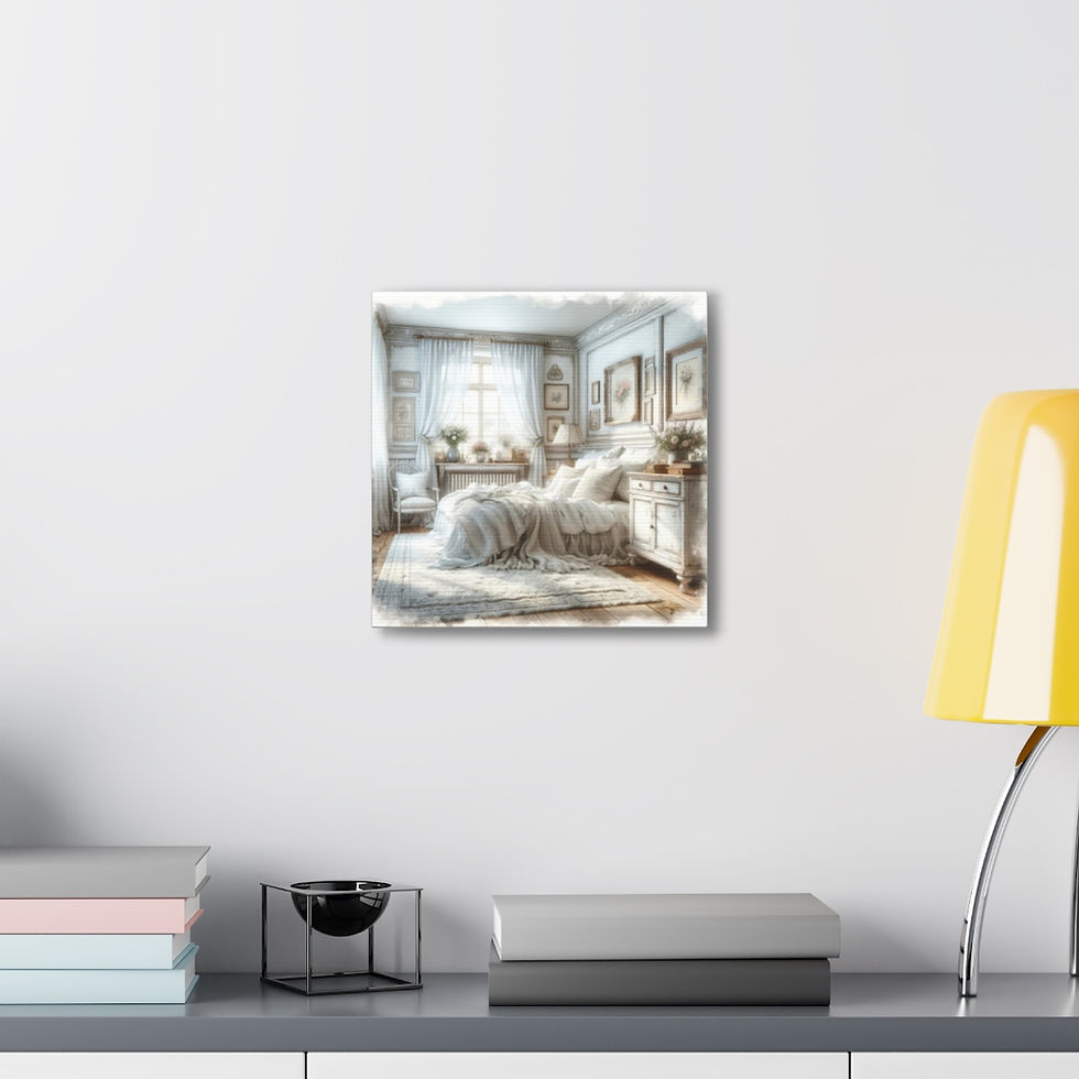 Thumbnail: French Country Canvas Art Romantic Print Shabby Cottage White Bedroom Decor