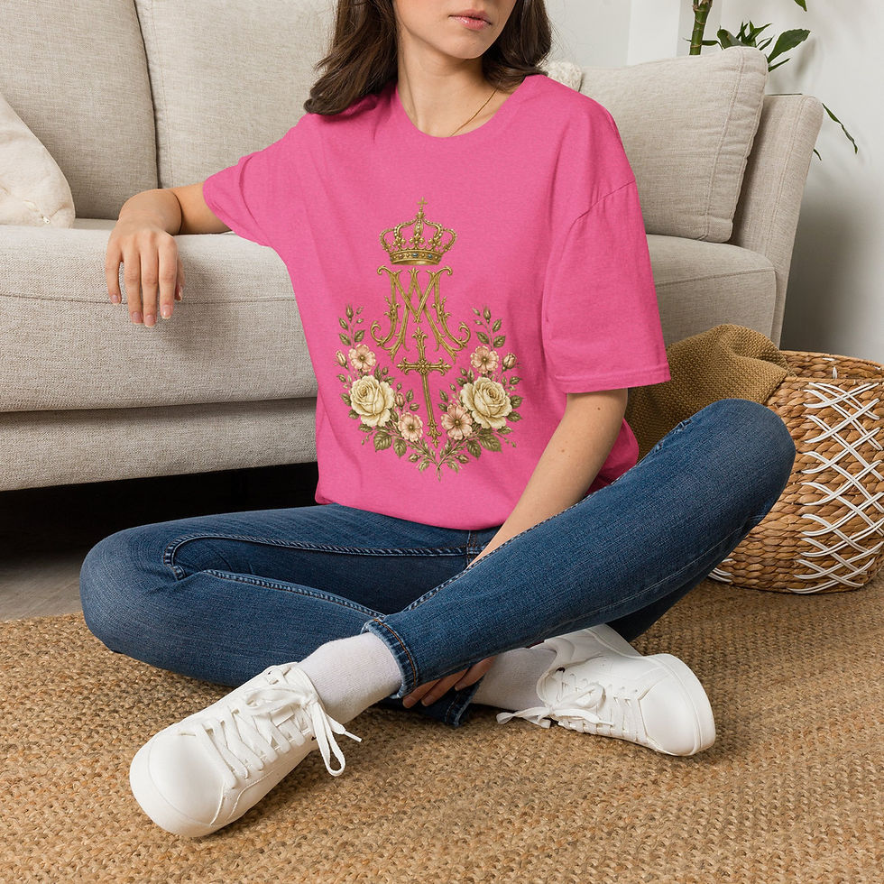 Thumbnail: Auspice of Virgin Mary T-Shirt, Ave Maria Catholic Marian Patronage Wearable Art
