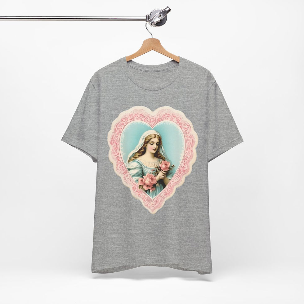 Thumbnail: Shabby Virgin Mary T-Shirt Religious Faith Pastel Art Tee Vintage Catholic Gifts