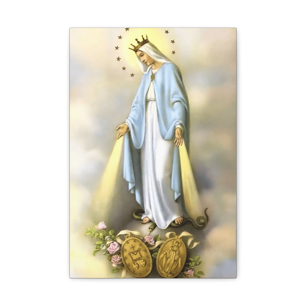 Thumbnail: Religious Canvas Art Virgin Mary Our Lady of Grace Miraculous Medal Giclee Print