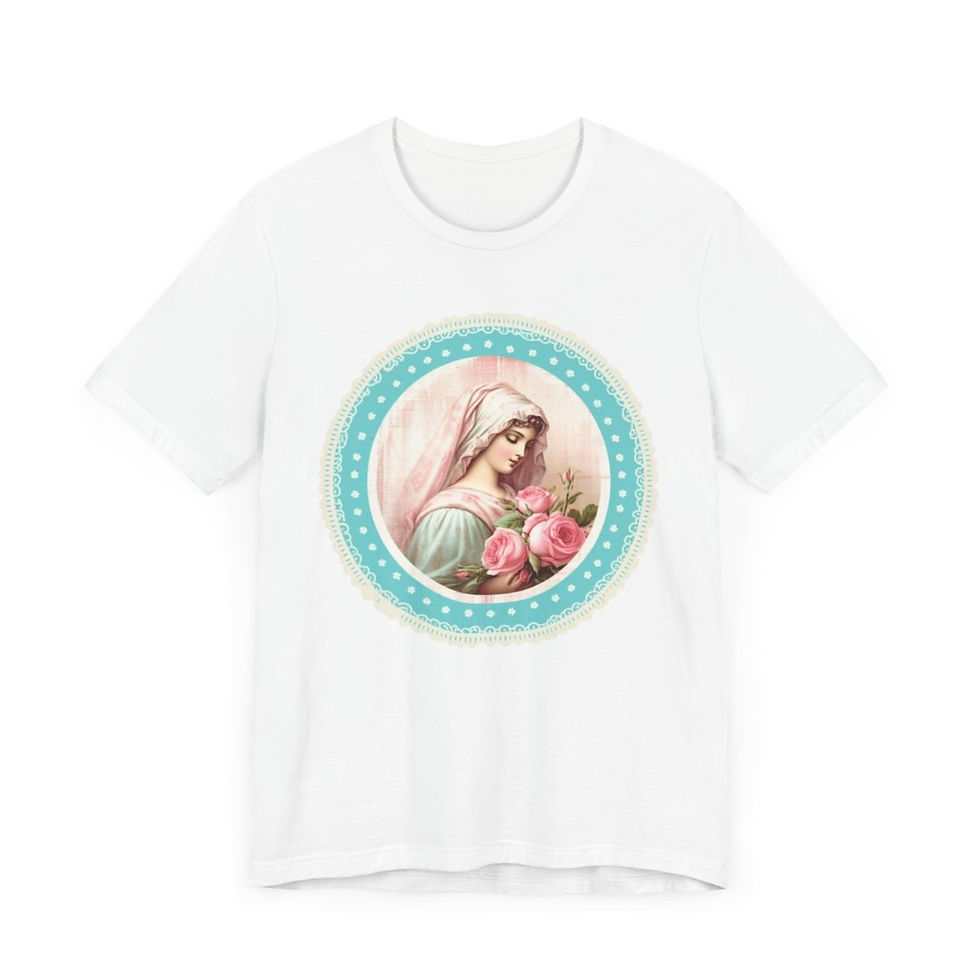 Thumbnail: Shabby Virgin Mary T-Shirt Religious Faith Pastel Art Tee Vintage Catholic Gifts