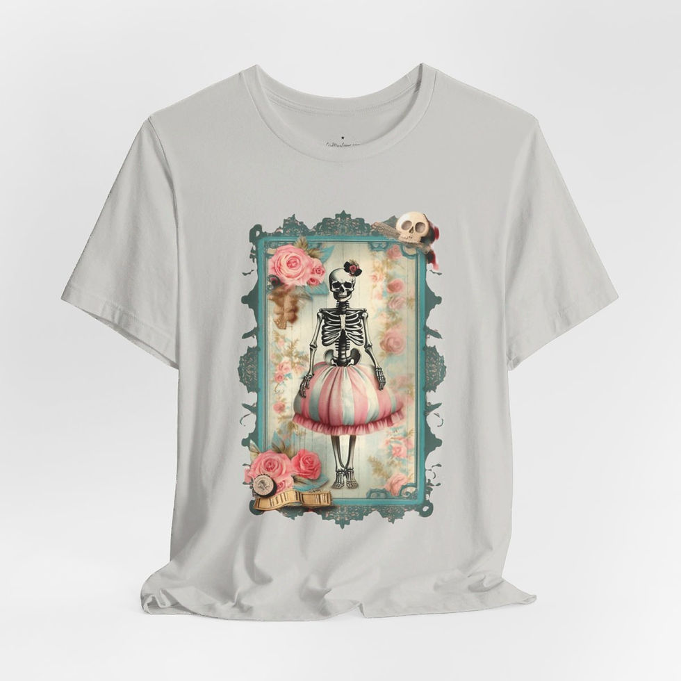 Thumbnail: Halloween T-Shirt Creepy Skeleton Art Shabby zombie Fall Art Apparel Trendy Gift