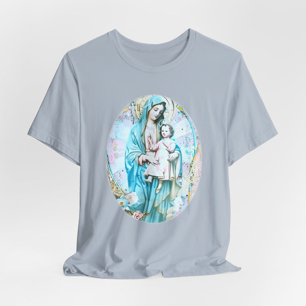 Thumbnail: Vintage Madonna & Child T-Shirt Shabby Virgin Mary Apparel Art Tee Catholic Gift