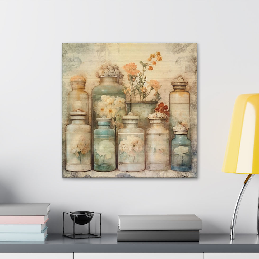 Thumbnail: Canvas Art Jars Bottles Flowers Shabby Chic Decor French Country Wall Hanging