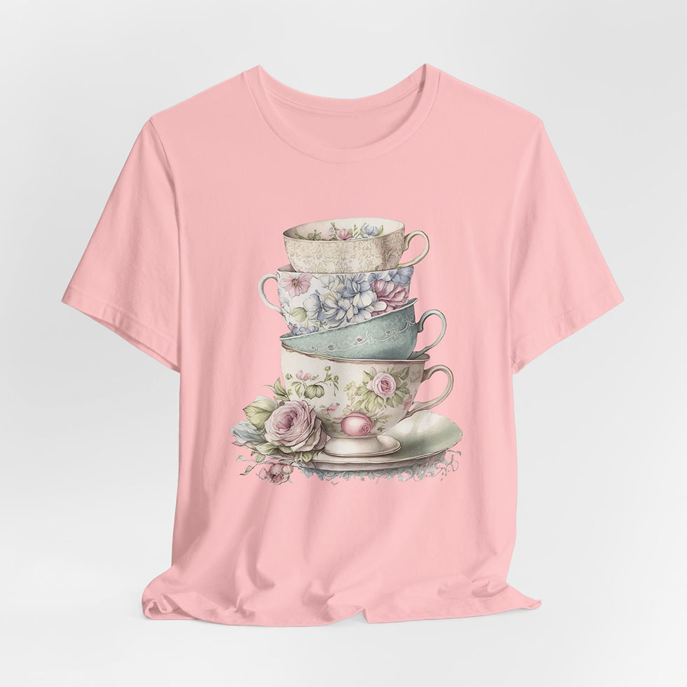 Thumbnail: Artistic T-Shirt Shabby Teacups Tea Lover Gift Victorian Statement Art Apparel