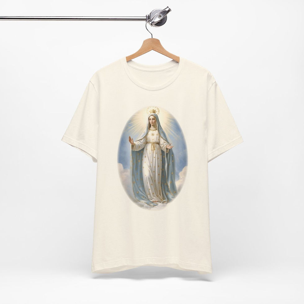 Thumbnail: Virgin Mary T-Shirt Our Lady of Grace Ave Maria Art Tee Catholic Faith Gift