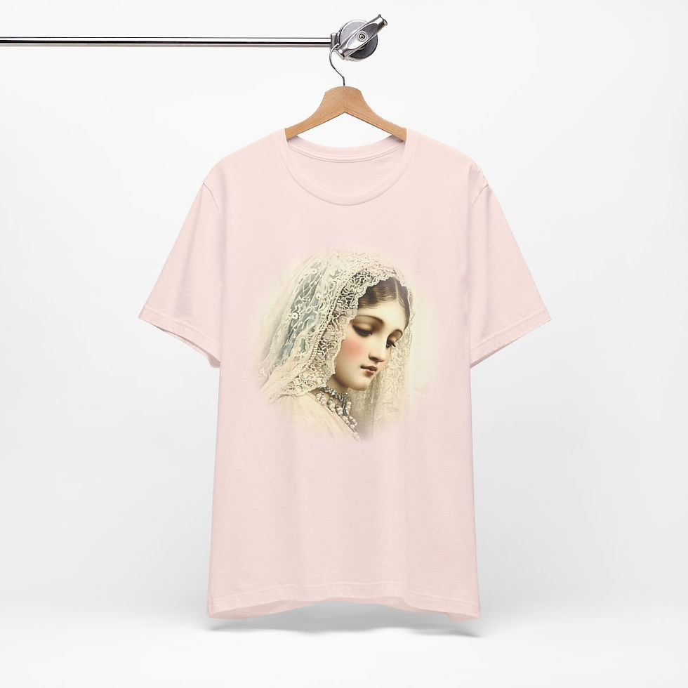 Thumbnail: Shabby Virgin Mary T-Shirt Ave Maria Religious Faith Art Tee Catholic Gifts