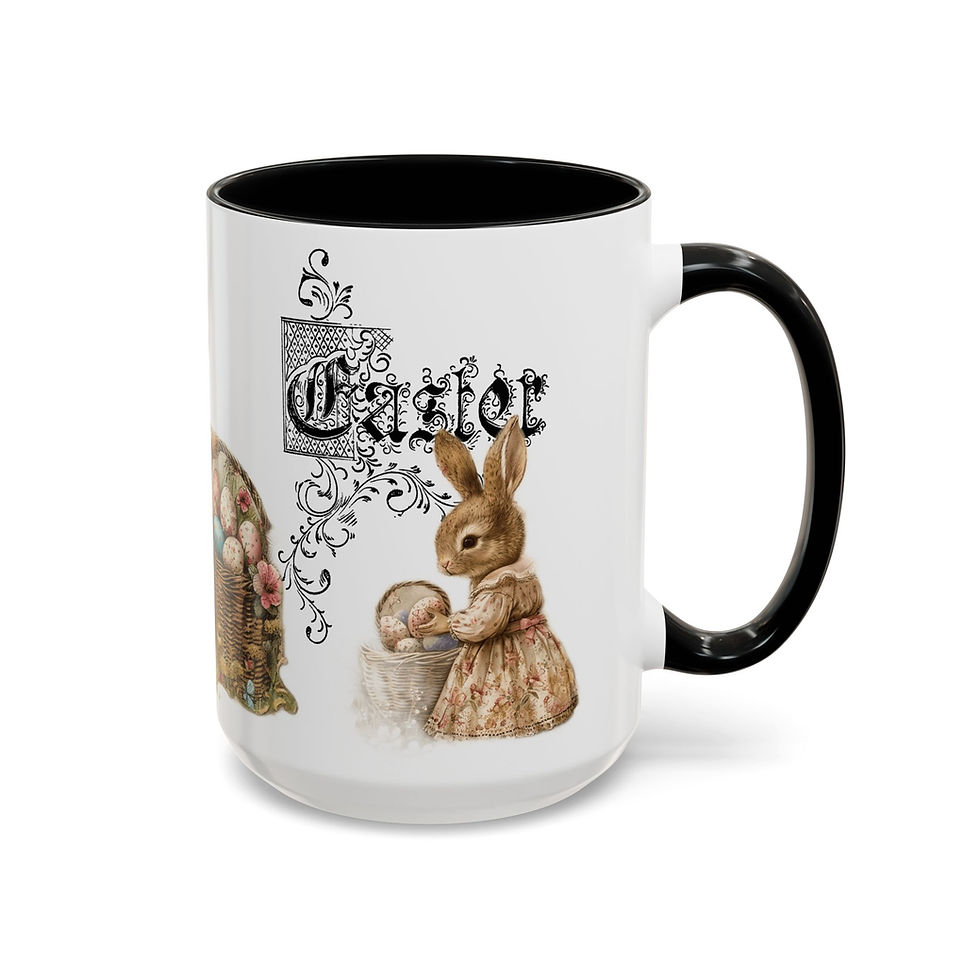 Thumbnail: Vintage Rabbit Coffee Mug Easter Bunny Shabby Kitchen French Country Gift 