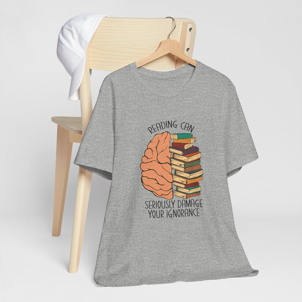 Thumbnail: Book T-Shirt Reading can Damage Your Ignorance Expressive Art Apparel Fun Gifts