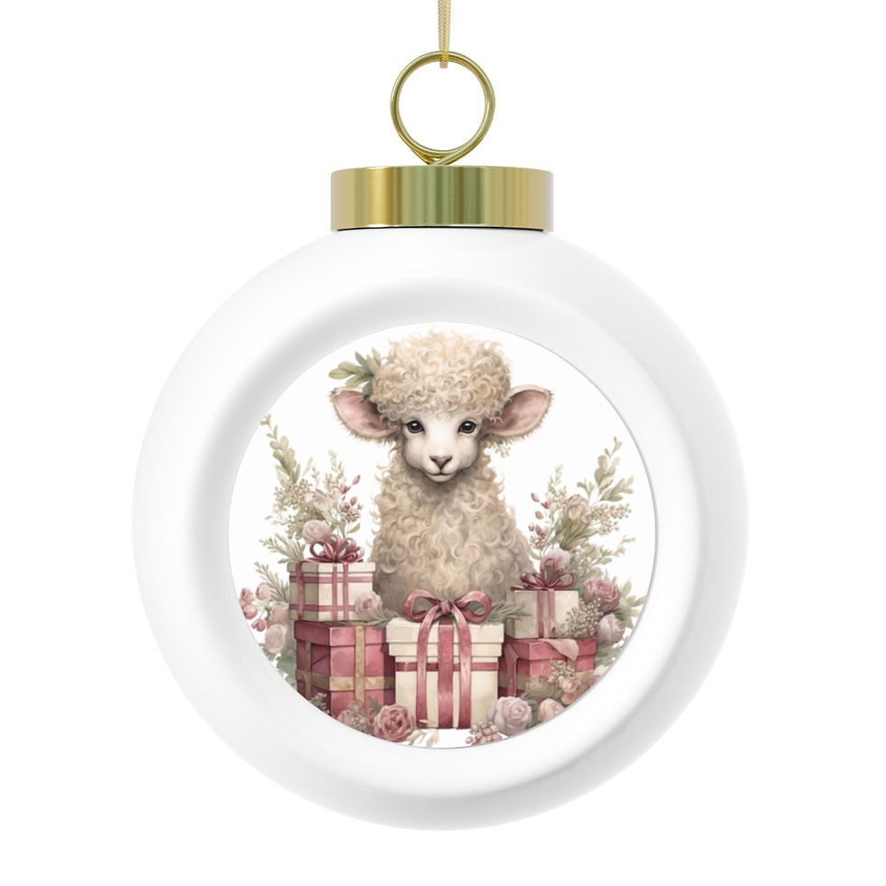 Thumbnail: Shabby Chic Lamb Christmas Ornament Pink Roses Pastel Christmas Decor & Gifts