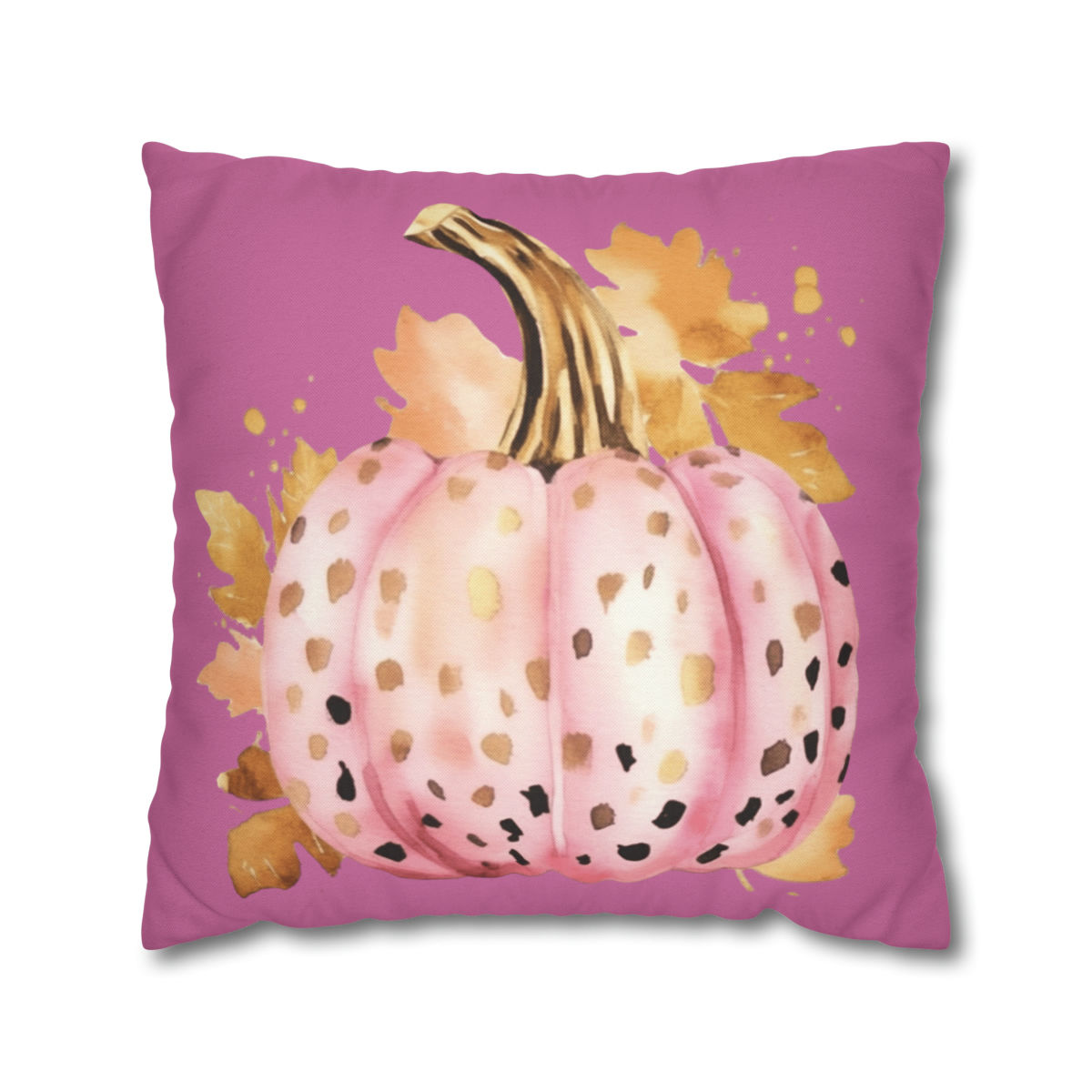 Artistic Autumn Square Pillow cover Pink Pumpkin Throw Pillow case