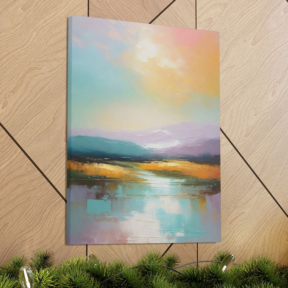 Thumbnail: Modern Canvas Art Mountain Sunset Lake Landscape Wall Hanging Statement decor