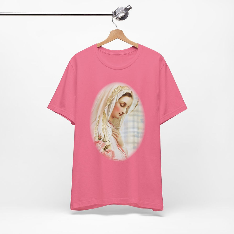 Thumbnail: Shabby Virgin Mary T-Shirt Ave Maria Religious Faith Art Tee Catholic Gifts