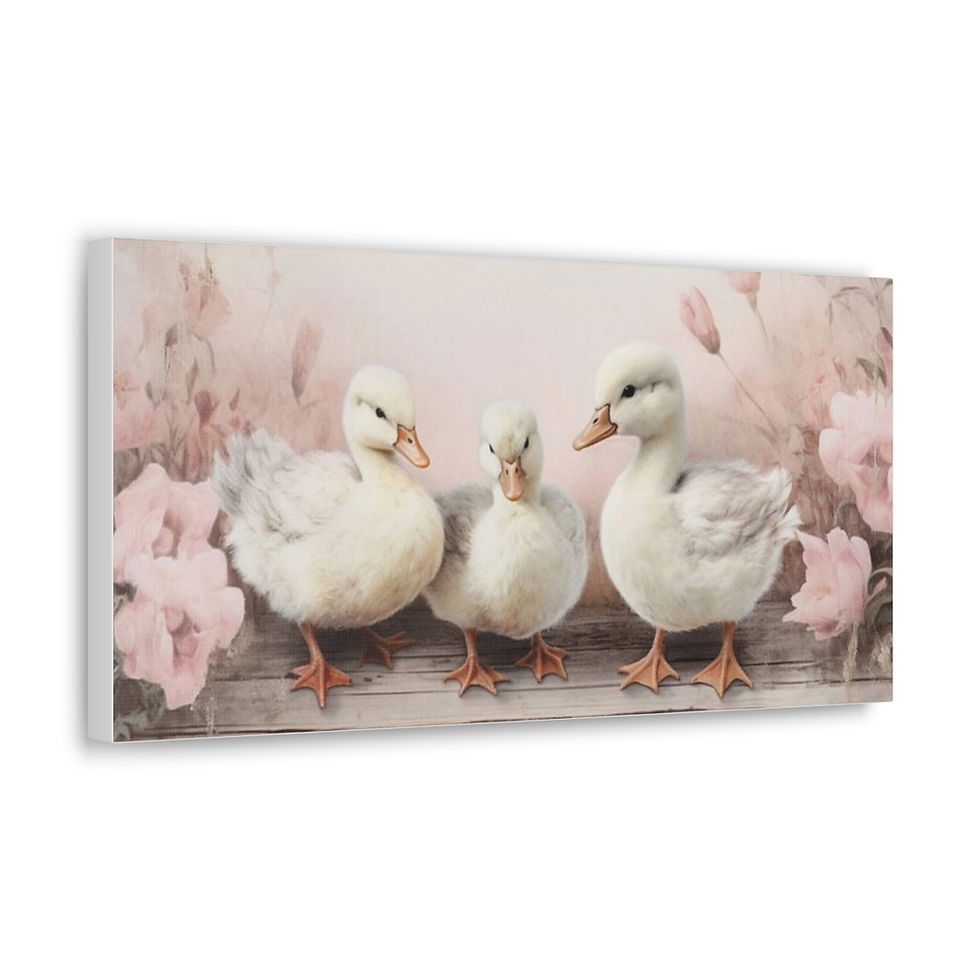 Thumbnail: Shabby French Country Decor Canvas Art Vintage Farmhouse Cottage Ducks Flowers