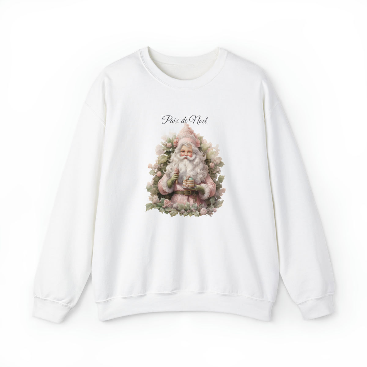 Artistic Gifts Shabby Christmas Sweatshirt Pink Victorian Santa Christmas Peace