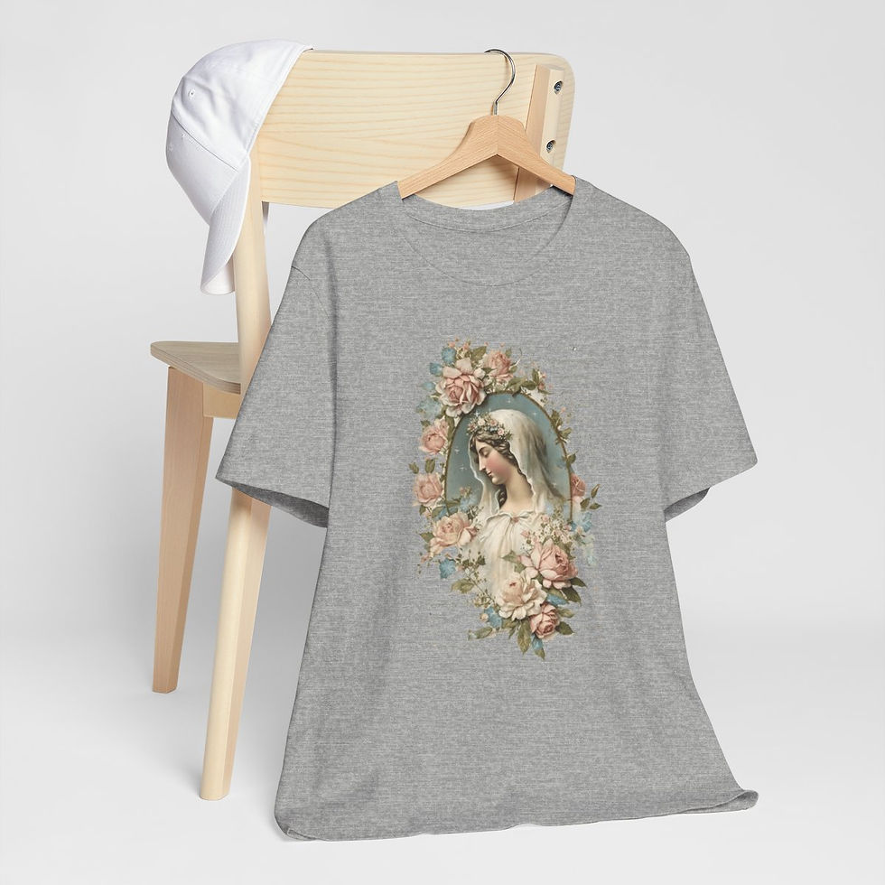 Thumbnail: Shabby Religious Faith T-Shirt Virgin Mary Art Tee Vintage Style Catholic Gifts