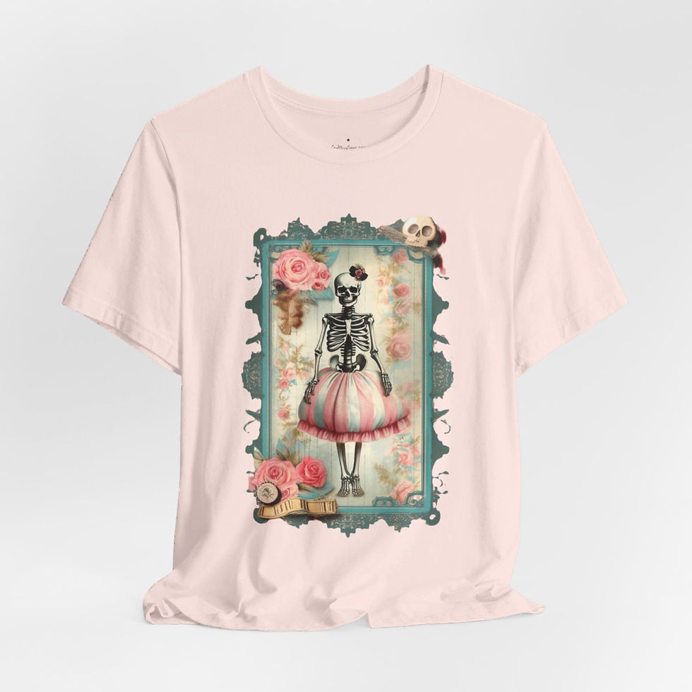 Thumbnail: Halloween T-Shirt Creepy Skeleton Art Shabby zombie Fall Art Apparel Trendy Gift