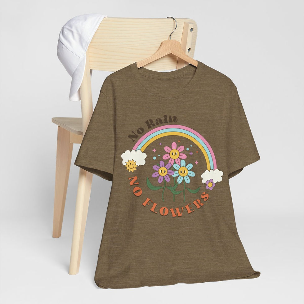 Thumbnail: Spiritual Art T-Shirt Motivational Gifts No Rain No Flowers Retro Apparel