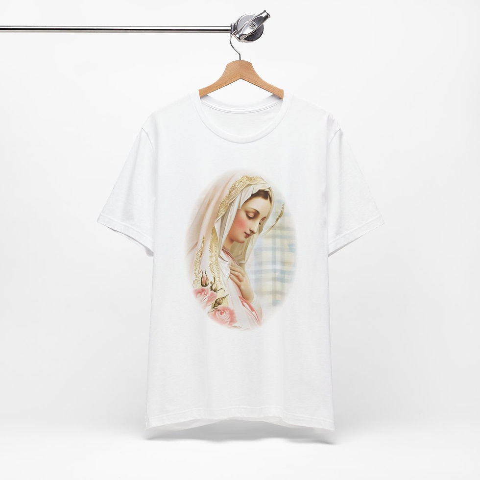 Thumbnail: Shabby Virgin Mary T-Shirt Ave Maria Religious Faith Art Tee Catholic Gifts