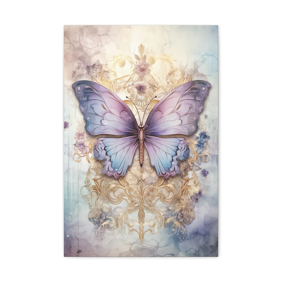 Thumbnail: Watercolor Butterfly Canvas Art Peaceful Shabby Style Artwork Pastel Wall Decor 