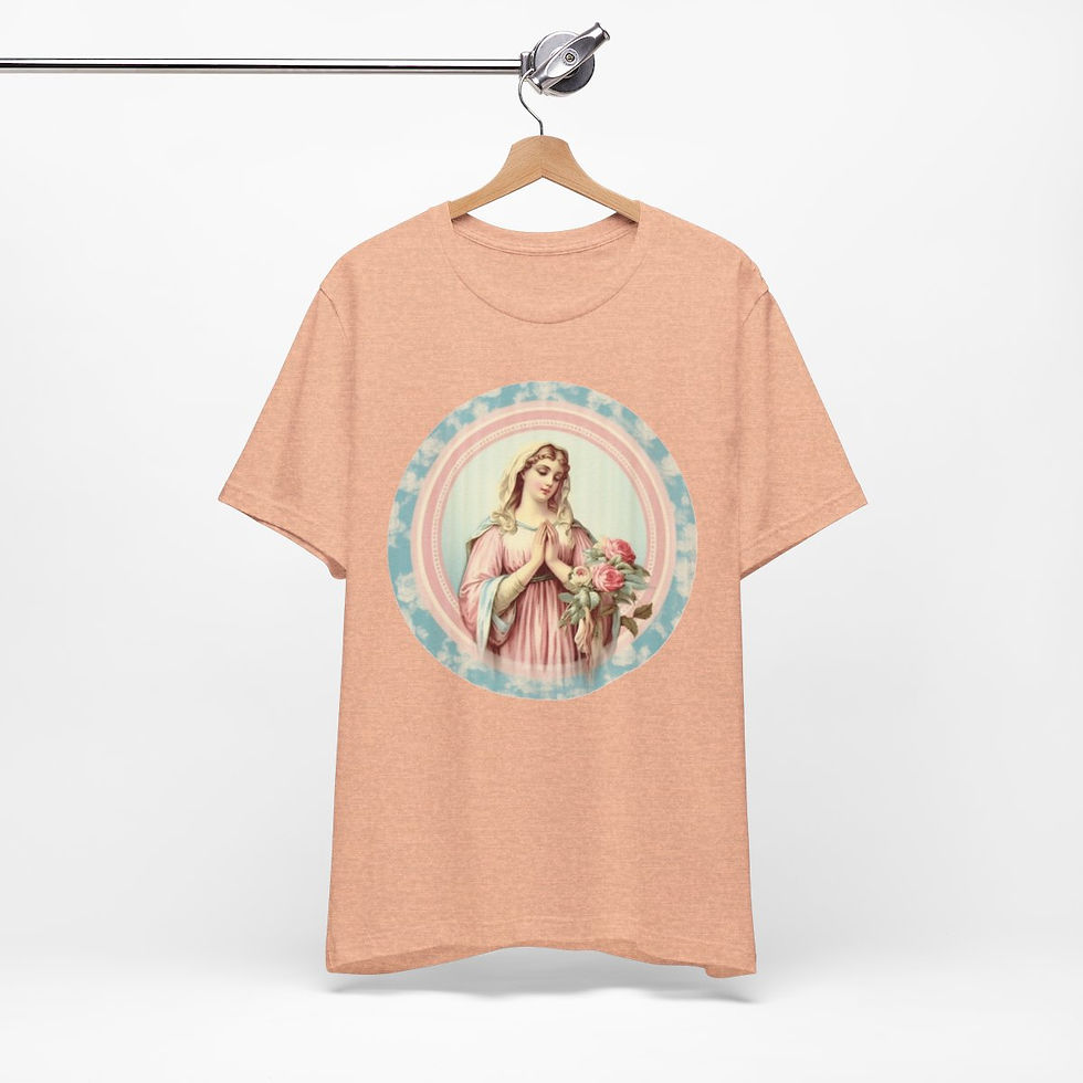 Thumbnail: Shabby Virgin Mary T-Shirt Religious Faith Pastel Art Tee Vintage Catholic Gifts