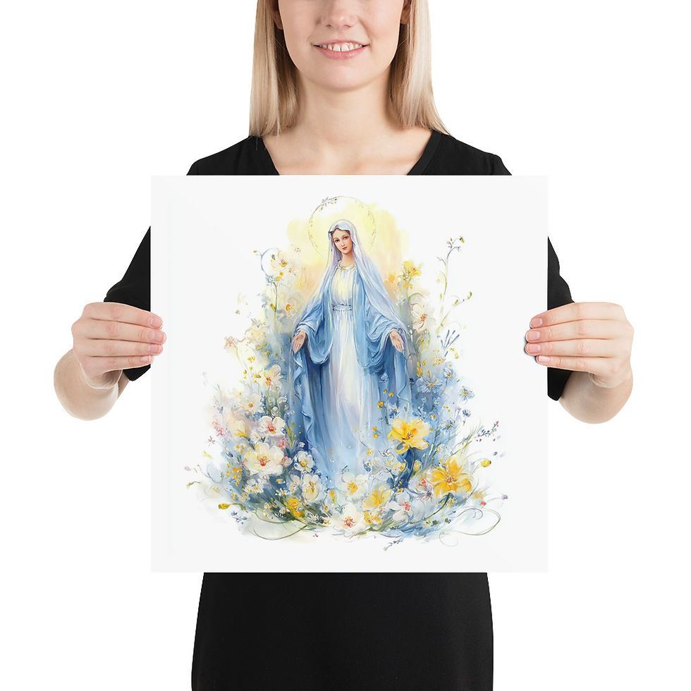 Thumbnail: Artistic Virgin Mary Art Print Shabby Catholic Faith Mother Mary, Flowers