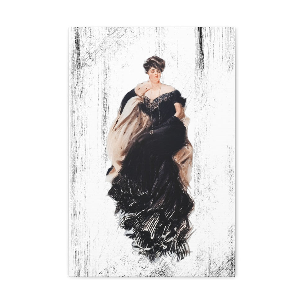 Thumbnail: Vintage Canvas Art Print Harrison Fisher Elegant Woman Black & White Home Decor 