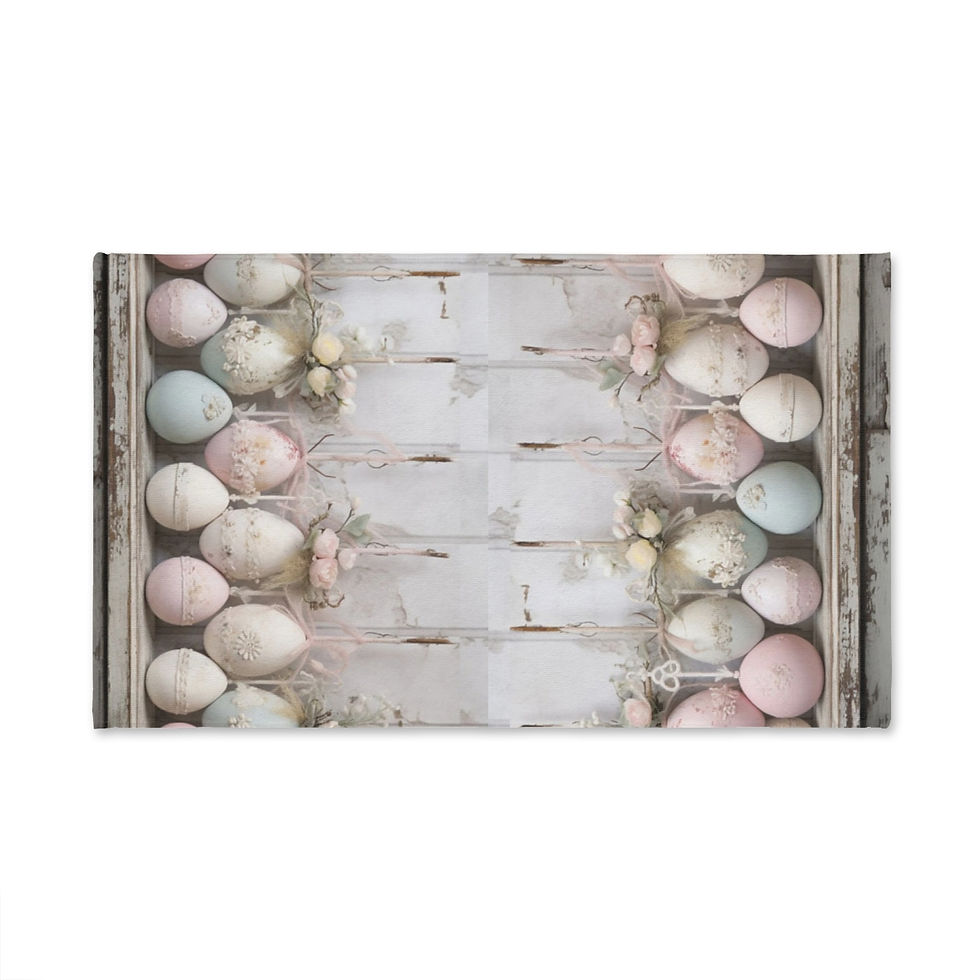Thumbnail: Vintage Shabby Farmhouse Home Decor Hand Towel French Country Pastel Eggs