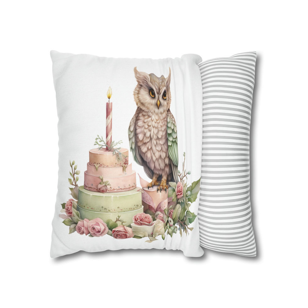 Thumbnail: Shabby Owl Throw Pillow cover Chic French Victorian Pink Home Decor