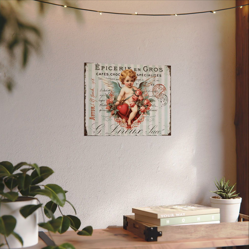 Thumbnail: Shabby French Angel Art Vintage Cherub Giclee Print Cottage Pink Roses