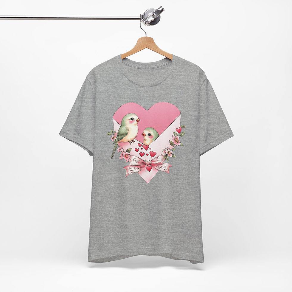 Thumbnail: Love Birds T-Shirt Whimsical Graphic Art Tee Fun Artistic Gift