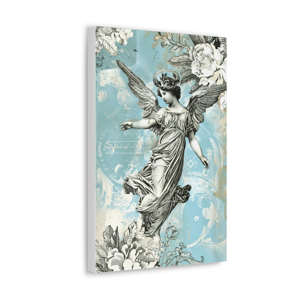 Thumbnail: French Country Angel Canvas Art Peaceful Shabby Distressed Cherub Wall Decor 